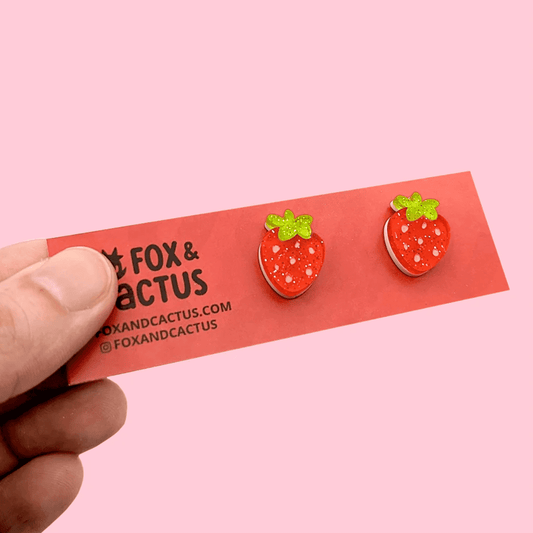 Fox & Cactus - Strawberry Stud Earrings