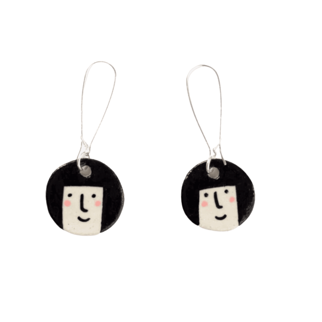 Shuh Lee Happy Faces Ceramic Drop Earrings. 