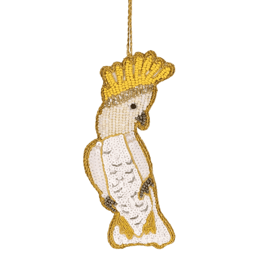 Yellow Crested Cockatoo Hanging Tree Decoration