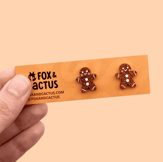 Fox & Cactus Gingerbread Stud Earrings